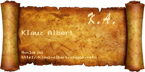 Klauz Albert névjegykártya